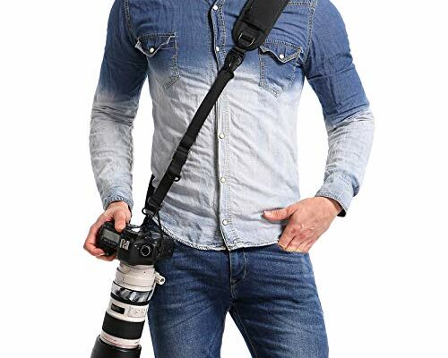 waka Rapid Camera Neck Strap with Quick Release and Safety Tether, Adjustable Camera Shoulder Sling Strap for Nikon Canon Sony Olympus DSLR Camera - Black