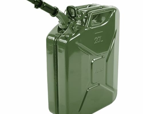 Wavian USA Authentic NATO Jerry Can and Spout System - Rust-Proof, EPA & CARB Compliant, Green, 20 Litre, Metal Gas Can 5 Gallon