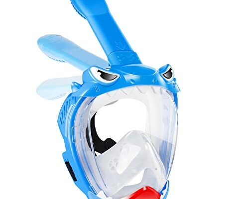 Zipoute Snorkel Full Face Snorkel Mask for Kids, Kids Snorkeling Set 180 Degree Panoramic View, Safe Anti-Leak Anti-Fog, Foldable Dry Top Snorkeling Gear for Kids Adult